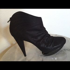 Velvet Angels "Platinum" Black Leather Booties  7M